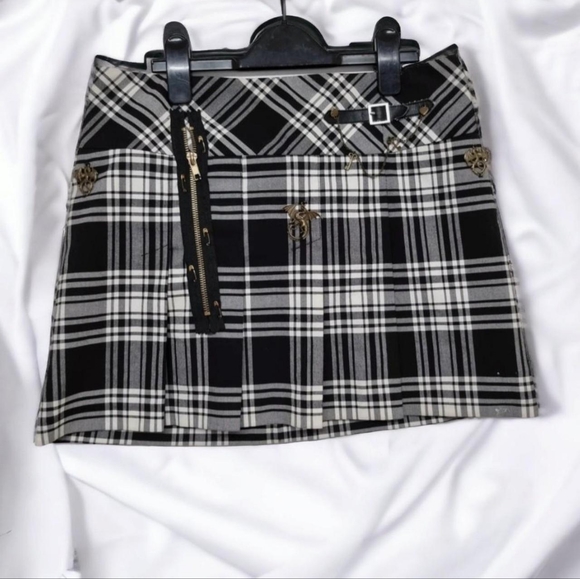 next Dresses & Skirts - Gothic y2k Tartan mini skirtBlack and white check uk 10